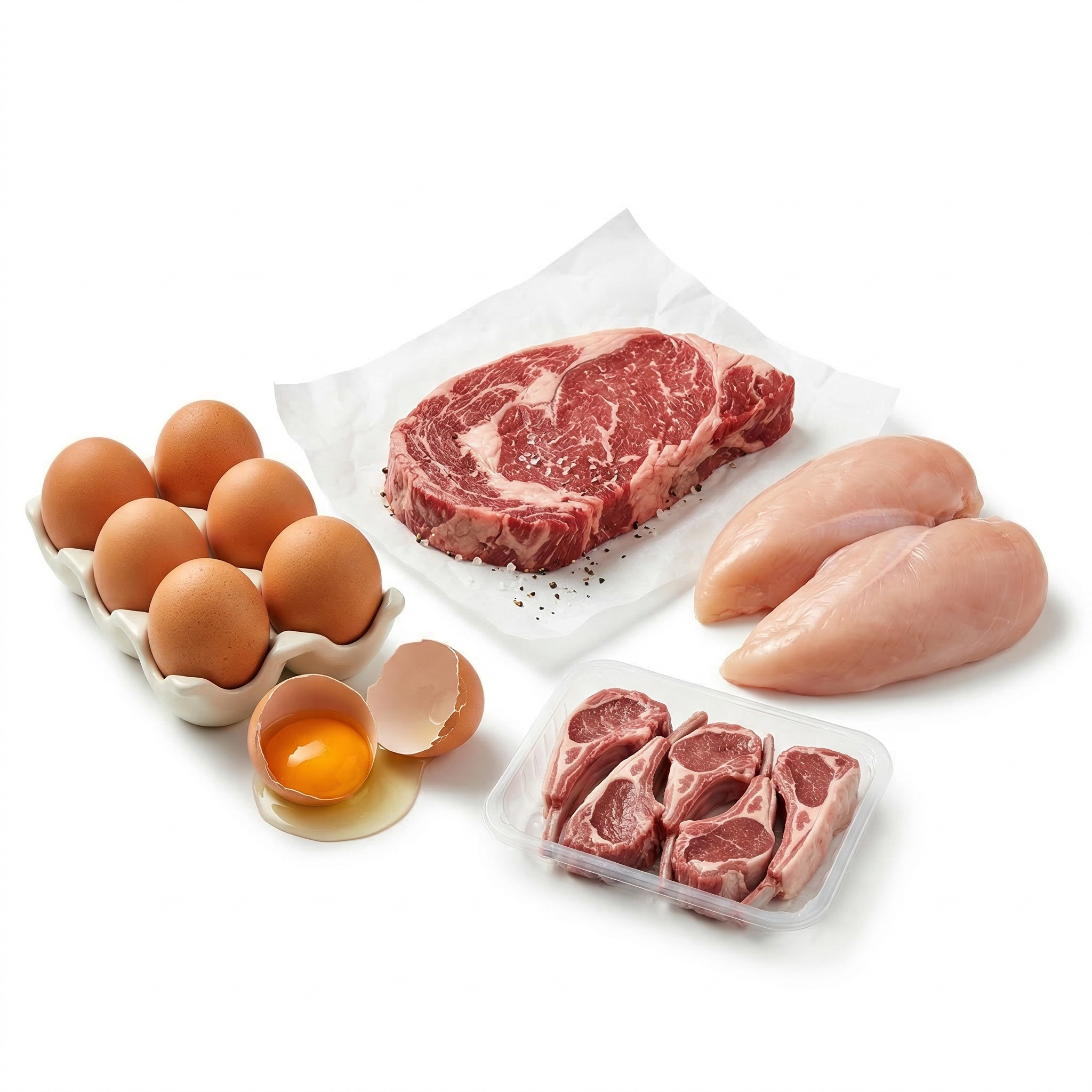 البيض واللحوم الطازجة