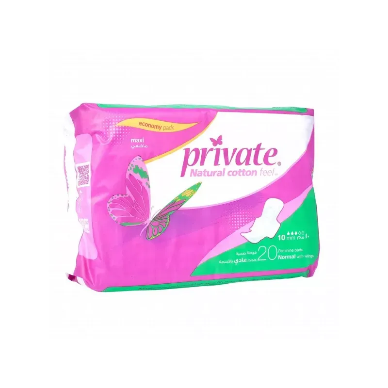 فوطة نسائية برايفت عادي بالاجنحة دبل 20 *12