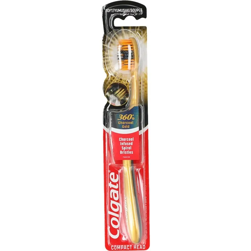 كولكيت فرشاة اسنان ذهبية بالفحم ناعمة