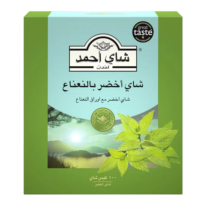 احمد شاي اخضر بالنعناع تيباك باكيت 100 كيس *12